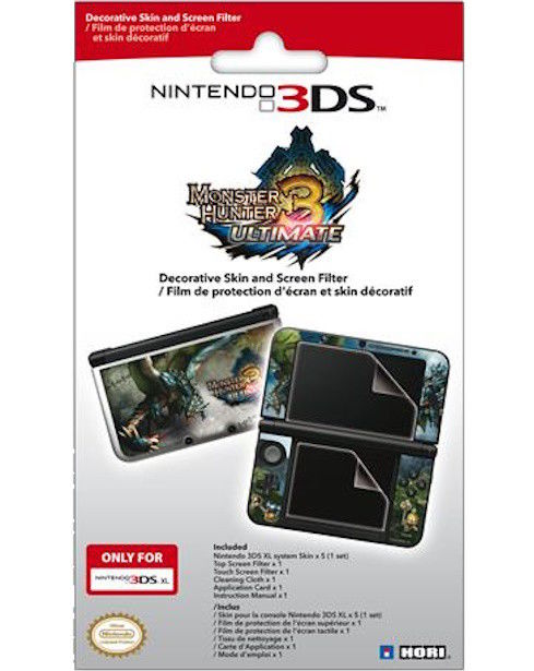 HORI MONSTER HUNTER 3 ULTIMATE SKIN & SCREEN FILTER SET | N3DS XL | NOVO