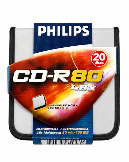 PHILIPS CD-R 80 48x – Wallet com 20 discos | Novo