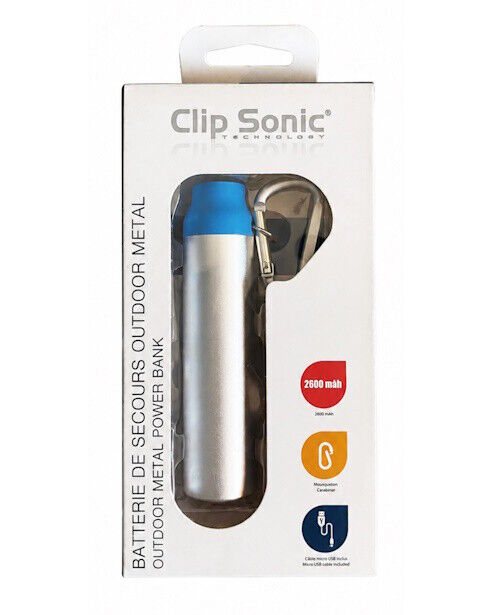 Power Bank Metálica Clip Sonic 2600 mAh com Mosquetão | Novo