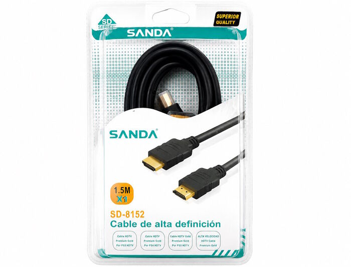 Cabo HDMI SANDA SD-8152 (1.5 metros) – Alta Definição (HDTV) | SD-8152 | NOVO 