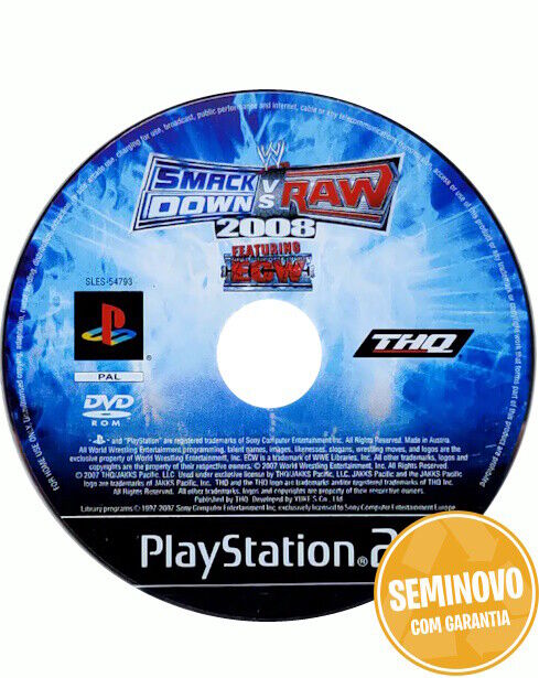 Smackdown VS Raw 2008 - so cd | PS2 | Usado