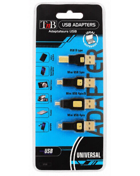 Kit de Adaptadores USB Universal TnB – 4 Adaptadores | Novo