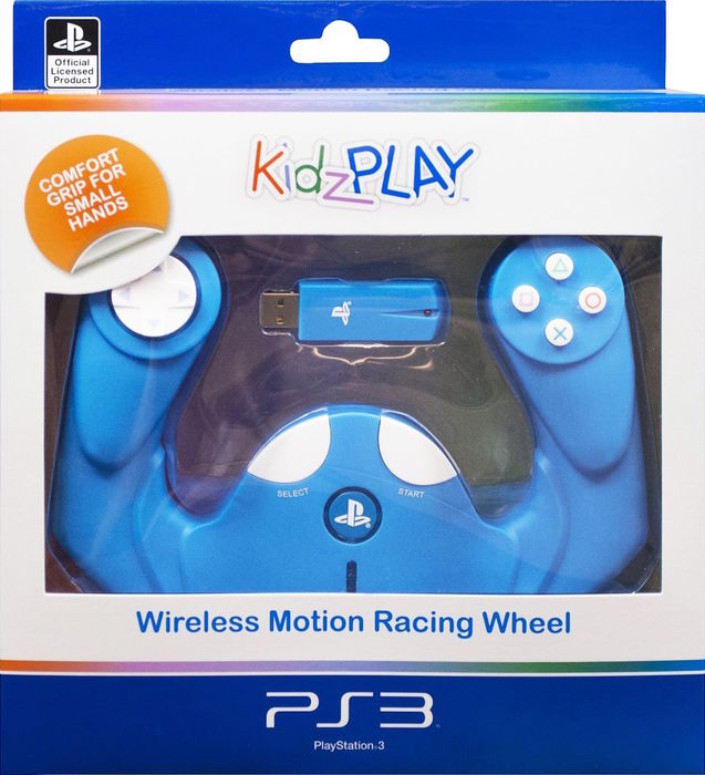 KidzPLAY Wireless Motion Wheel (Azul) – Volante Sem Fios para PS3 | NOVO