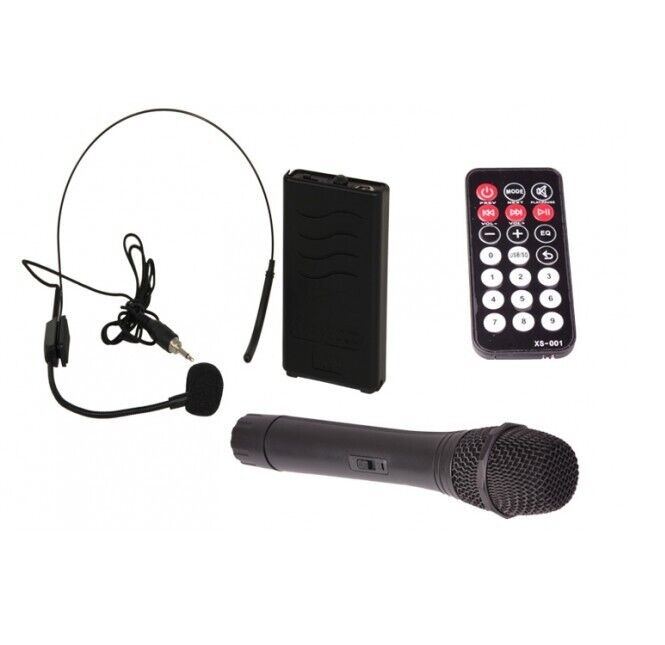 Sistema Amplificado Portátil 12" - C/ USB-MP3, FM, REC, VOX & 2 x Microfones S/ Fio