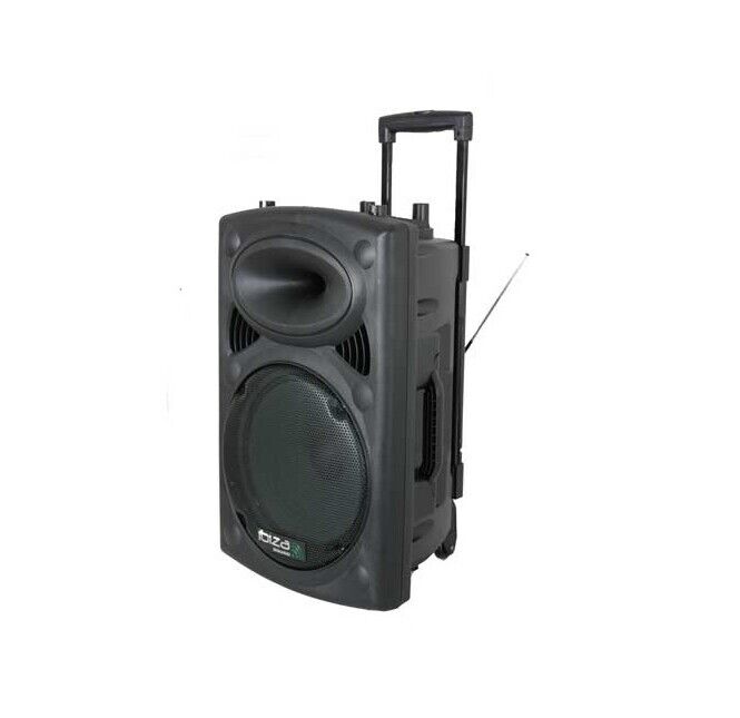 Sistema Amplificado Portátil 12" - C/ USB-MP3, FM, REC, VOX & 2 x Microfones S/ Fio