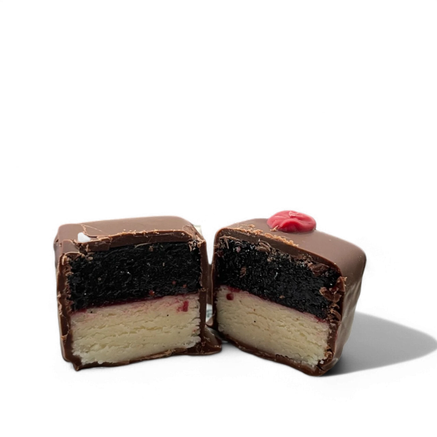 Bombom de pasta de framboesa gianduja de amêndoa