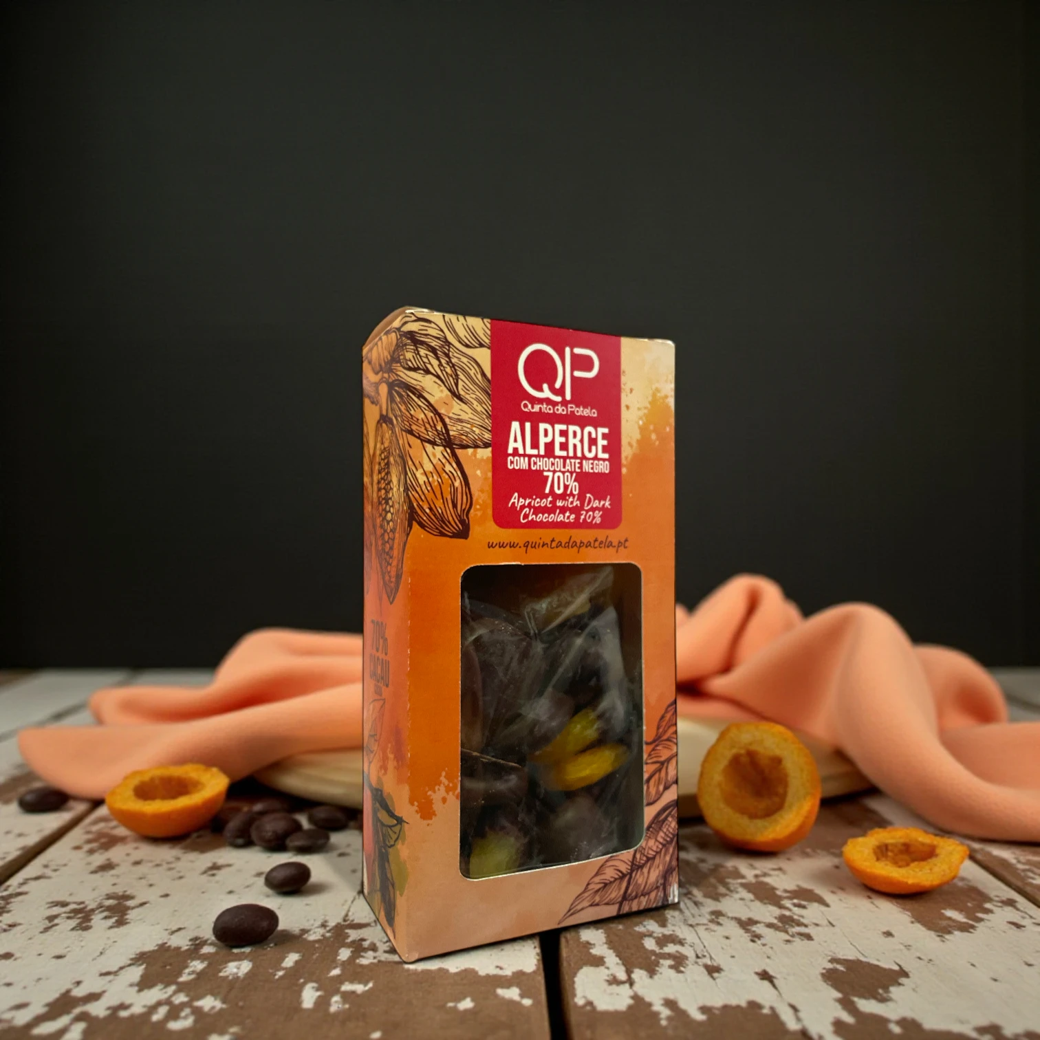 Alperce com chocolate Negro 70%