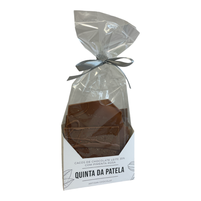 Cacos de Chocolate Leite 35% com Pimenta Rosa 100g