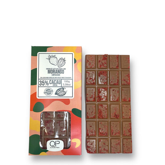 Tablete de Chocolate Leite 35% com Morango
