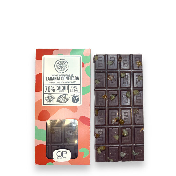 Tablete de Chocolate Negro 70% com Laranja Confitada 100g