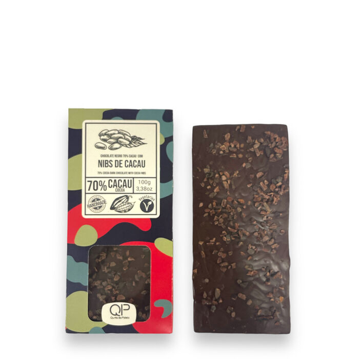 Tablete de Chocolate Negro 70% com Nibs de Cacau 100g