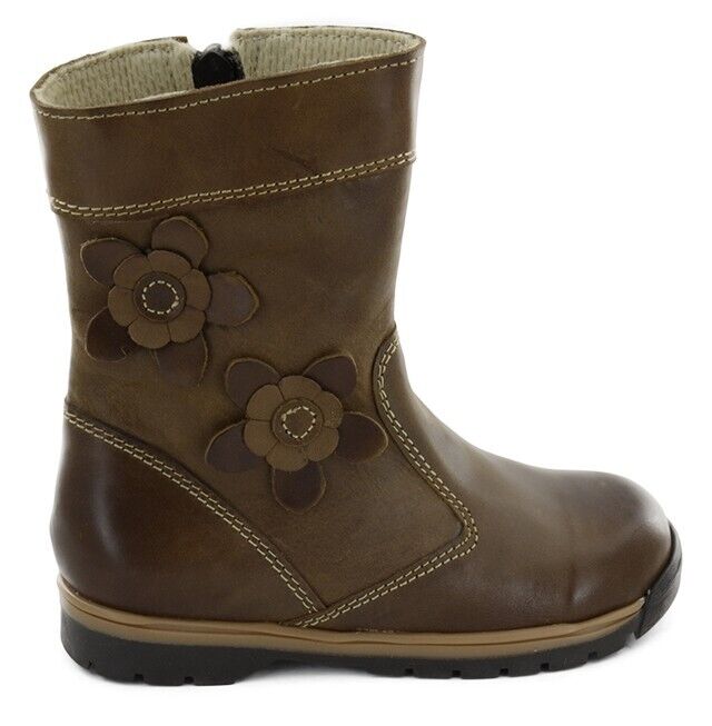 Bota Menina Nicole duas flores em castanho [1436]