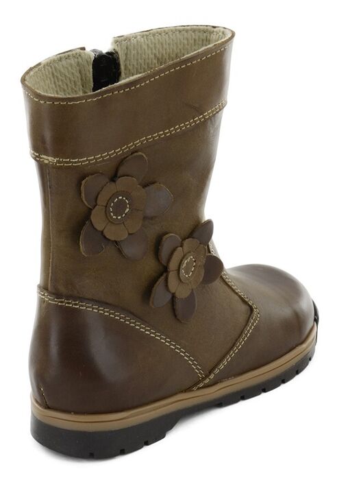 Bota Menina Nicole duas flores em castanho [1436]