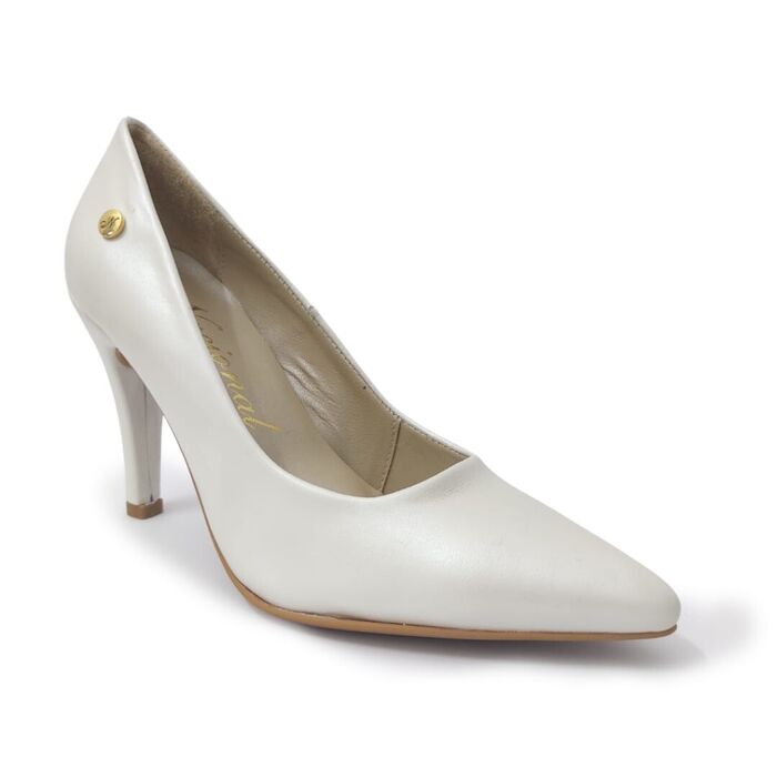 Stiletto pérola em pele