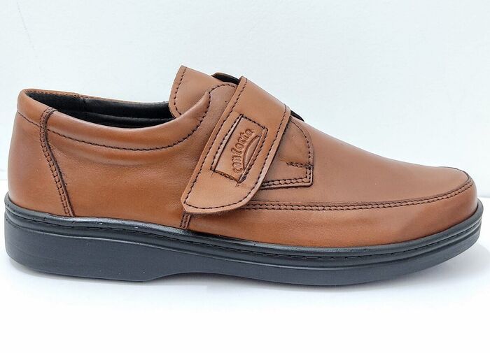 Sapato SP Conforto com velcro em castanho [SP837]