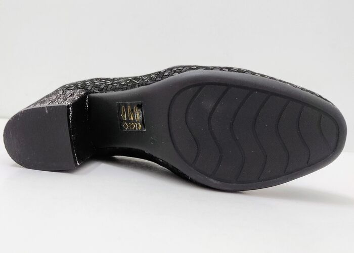  Sapato Nacional pele gravada preto e cinza 379PRE  
