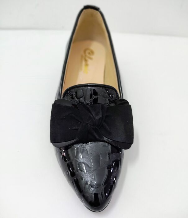 Sapato de salto baixo Classic croco preto 4556PRE