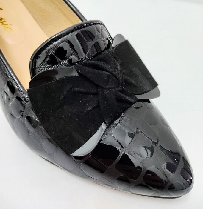 Sapato de salto baixo Classic croco preto 4556PRE