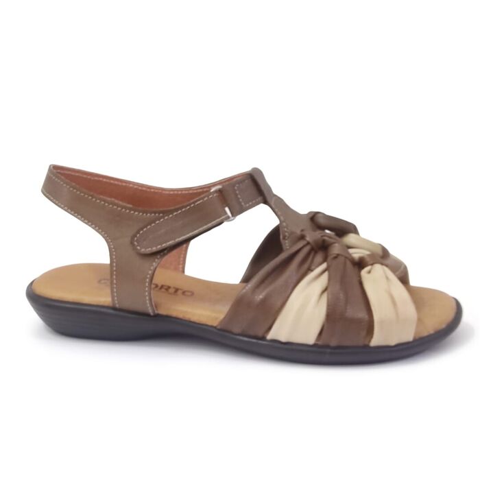 Sandália Conforto em tons de castanho