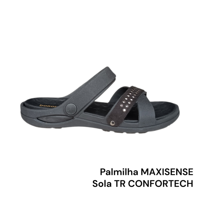 Sandália Feminina Boa Onda Rio Preta | Palmilha MAXISENSE Removível (PU) | Tiras Cruzadas | Sola TR CONFORTECH | 25€