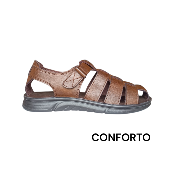 Sandália Masculina Conforto Brown | Fecho em Velcro | Palmilha Conforto | Leve e Flexível | 