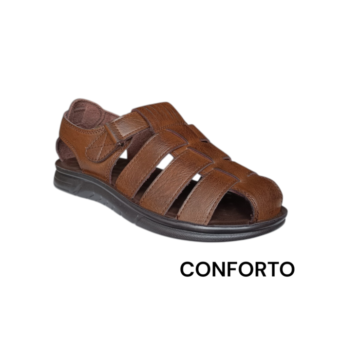 Sandália Masculina Conforto Brown | Fecho em Velcro | Palmilha Conforto | Leve e Flexível | 