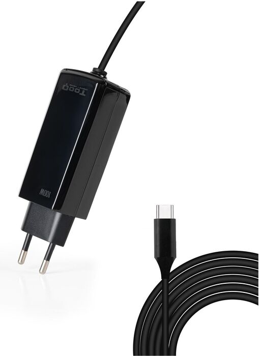 Carregador de Portátil GaN Tooq USB-C PD 100W Preto