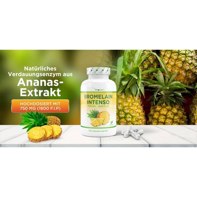 Bromelaína Intenso 750mg (1800 FIP) - 120 cápsulas vegan