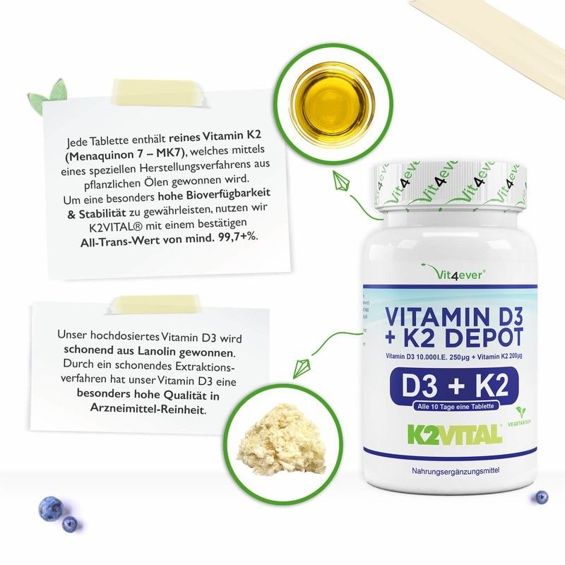 Vitamina D3 10.000UI + Vitamina K2 200mcg - 100 comprimidos