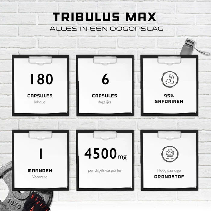 Tribulus Max 750mg - 95% saponinas - 180 cápsulas vegan