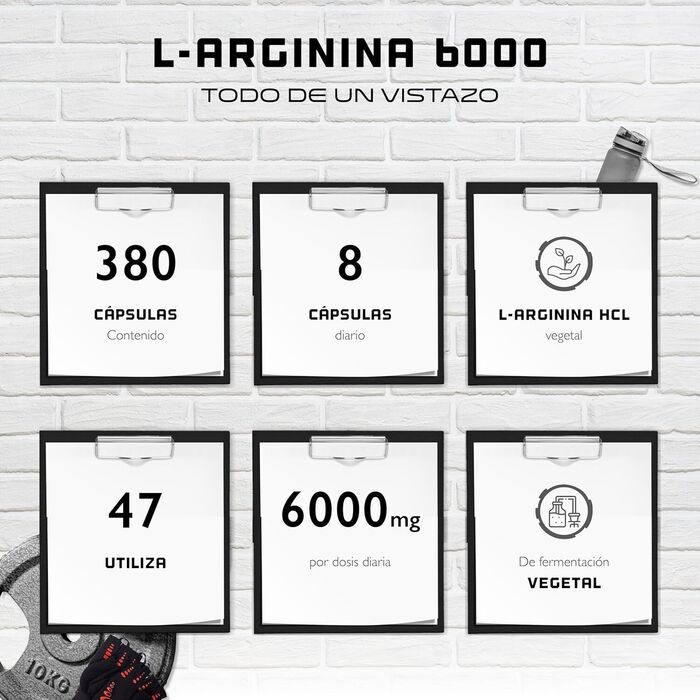 L-Arginina 6000  750mg de L-Arginina HCL vegetal - 380 cápsulas