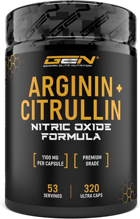 L-arginina + L-citrulina 1100mg - citrulina 2: 1 + arginina base proporção 1: 1 - 320 cápsulas