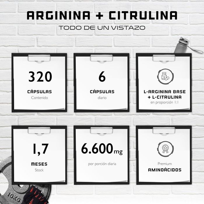 L-arginina + L-citrulina 1100mg - citrulina 2: 1 + arginina base proporção 1: 1 - 320 cápsulas