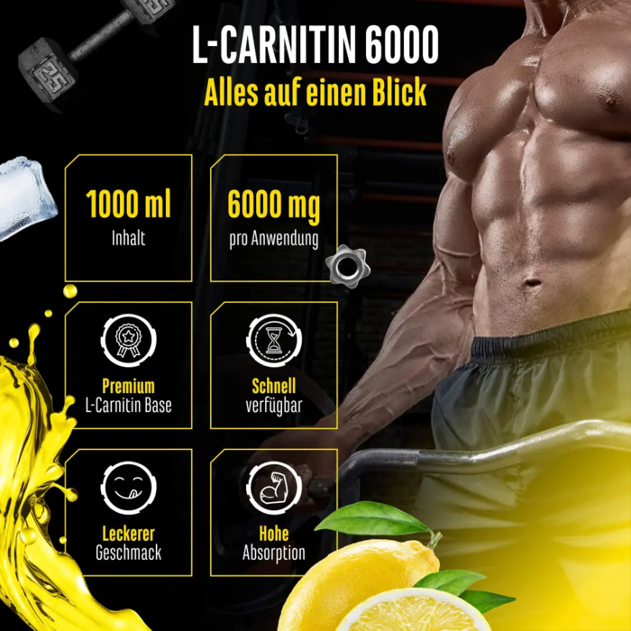 L-Carnitine 6000 Liquid - Lemon Boost, 1000 ml
