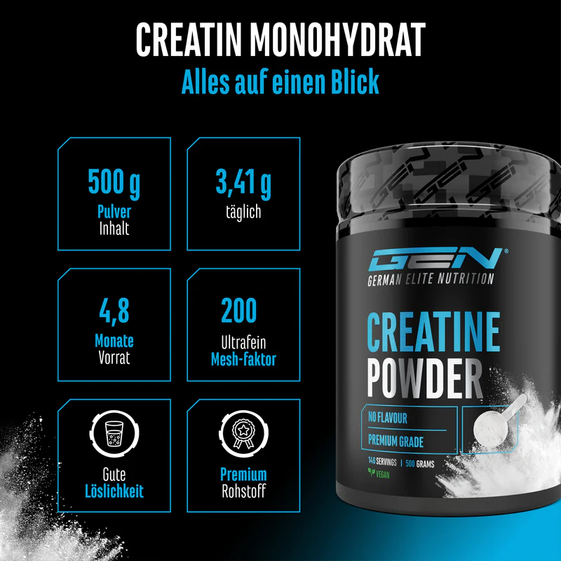 Creatina monohidratada em pó, 500g