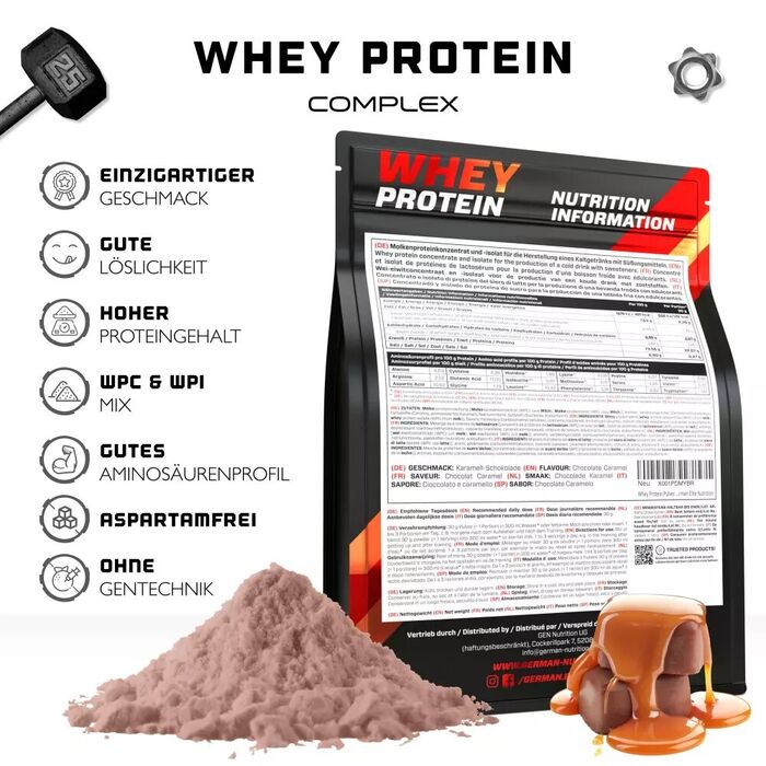 Whey Protein Complex-1000 g - com parte isolada - Proteína instantânea com BCAA e EAA - Vários sabores
