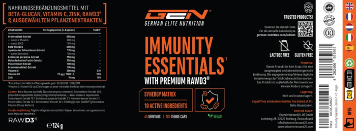 Immunity Essentials, 180 cápsulas