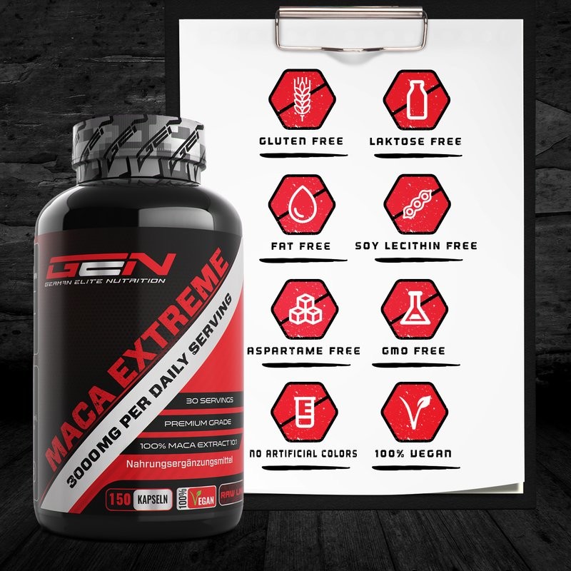Maca Extreme 3000 mg de extrato puro por dia 300 cápsulas