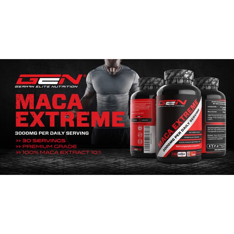 Maca Extreme 3000 mg de extrato puro por dia 300 cápsulas