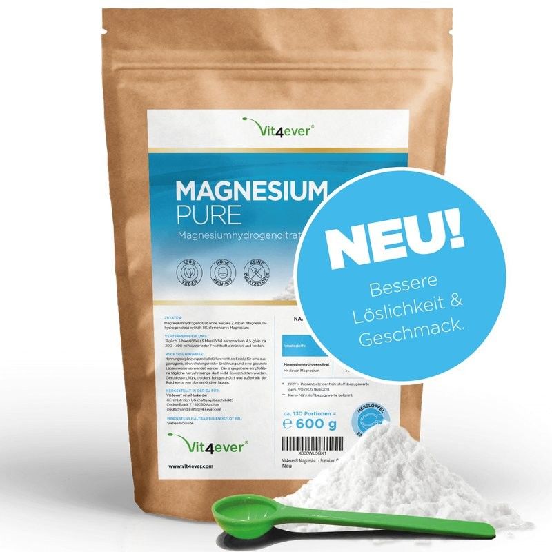 Magnésio puro - 100% citrato de magnésio - 600g em pó