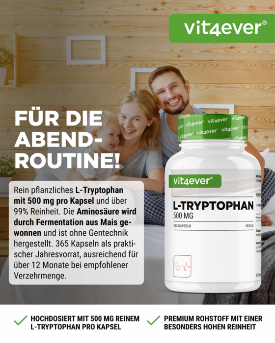 L-Triptofano - 500 mg - 365 cápsulas