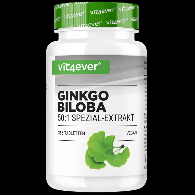 Ginkgo Biloba 6000mg - Extrato Especial de Ginkgo - 365 comprimidos vegan