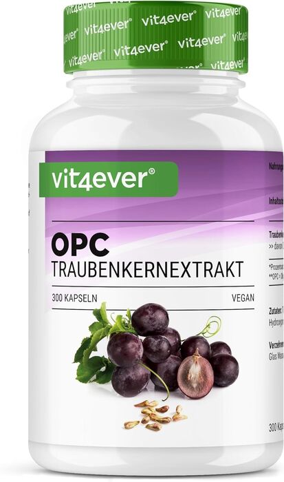 OPC Pure - 500 mg extrato de semente de uva - 300 cápsulas