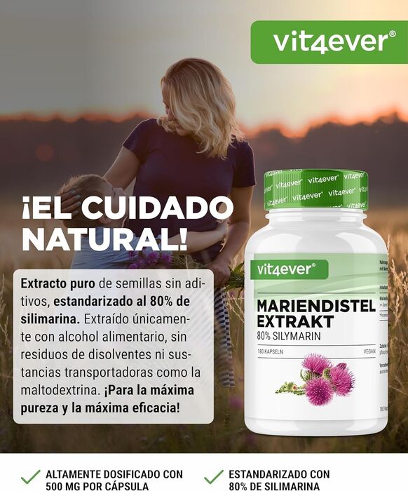 Extrato de cardo mariano 500mg - 80% silimarina - 180 cápsulas vegan