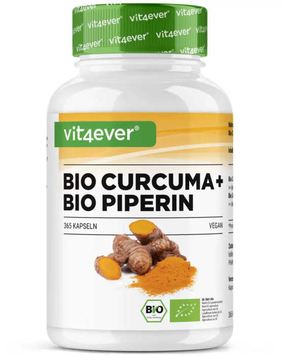 Curcuma BIO + Piperine 750mg - 365 cápsulas vegan