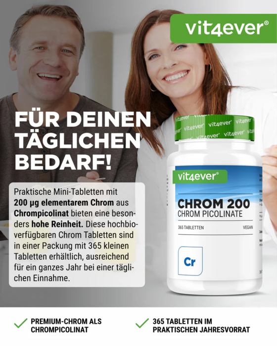 Cromio 200mcg - Picolinato de cromio - 365 comprimidos