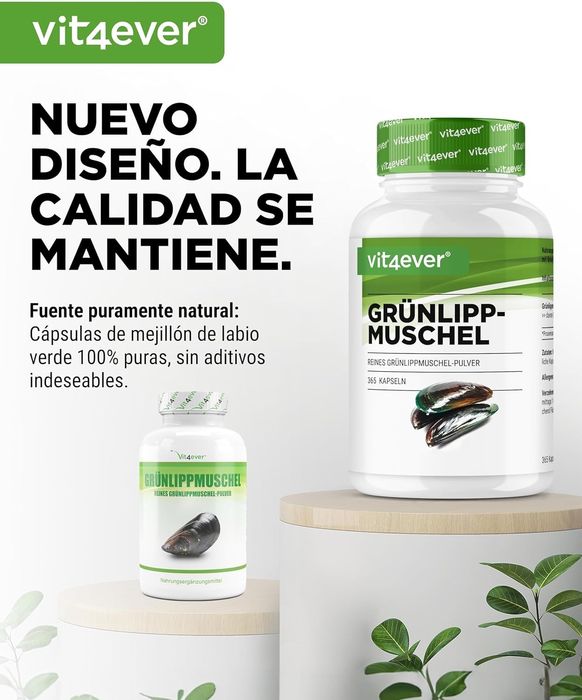 Mexilhão de lábios verdes - 1800 mg por porção diária - 365 cápsulas