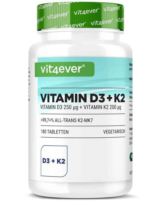 Vitamina D3 10.000UI + Vitamina K2 200mcg - 180 comprimidos