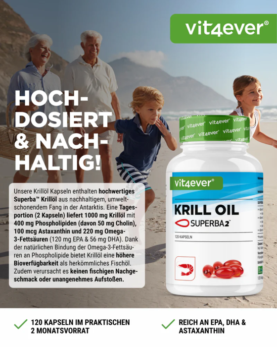 Ómega 3 de óleo de Krill 500mg - 120 cápsulas
