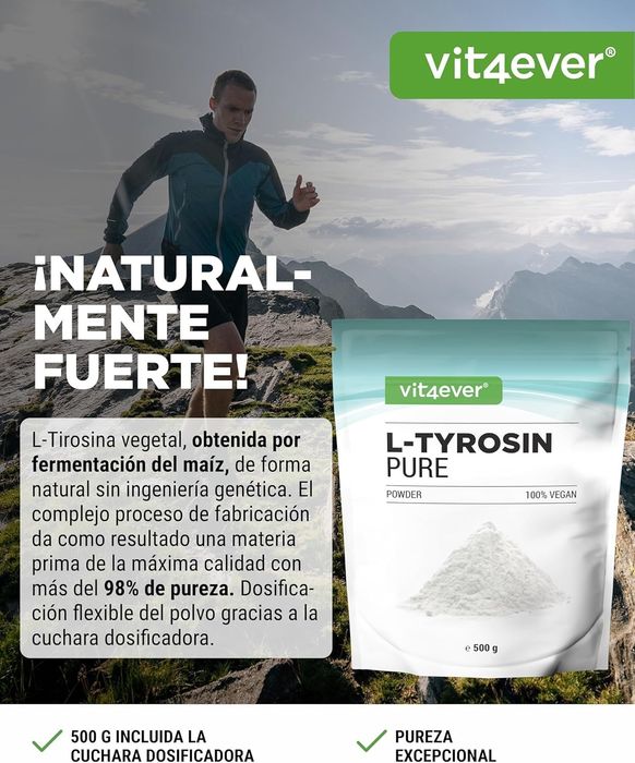 L-tirosina - 500 g de pó puro - sem aditivos - aminoácido puro de fermentação vegetal - vegano